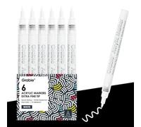 Grabie Set de marqueurs à peinture acrylique, stylos à peinture pour bois, fournitures artistiques pour le bricolage et les loisirs créatifs (6 blancs)