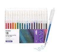 Grabie Stylos à encre gel à paillettes - 18 couleurs - Stylos à encre gel métallisée pour coloriage, marqueurs rétractables à paillettes pour adultes, stylos à encre gel colorés pour livres de
