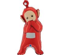 Grabo Ballon d'anniversaire Teletubbies Ballon de fête pour enfants en forme de Po', en aluminium avec paille pour gonfler. Ballons colorés Made in Italy 37 x 80 cm
