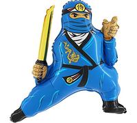 grabo Ballon gonflable Ninja bleu environ 60 x 70 cm