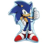 Grabo Ballon sonic avec caractère entier. ballon de fête pour enfants en forme de sonic, en aluminium avec paille pour gonfler. ballons colorés fabriqués en Italie 49 x 64 cm