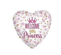 BALLON ALU CUR WELCOME LITTLE PRINCESS 46CM Rose, Fuchsia