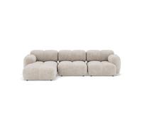 Grace - canapé modulable d'angle réversible 4 places en velours texturé - Beige