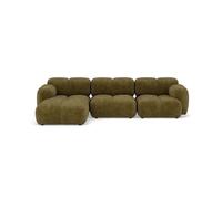 Grace - canapé modulable d'angle réversible 4 places en velours texturé - Vert Olive