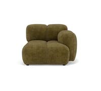 Grace - module d'assise droit en velours texturé - Vert Olive