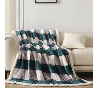 Gracelife Couverture pour Femme en Sherpa pour canapé - Couverture Douce et Confortable en Flanelle à Carreaux pour lit - Bleu Sarcelle, 203,2 x 228,6 cm