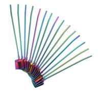GRADENEVE 15 Pièces Cuillère à Café en Acier Inoxydable Long Manche Portable, Paille-cuillère Réutilisable Légère pour Mélanger Boissons la Maison Bureau