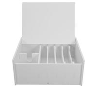 GRADENEVE 1ensemble Boîte à Billets Bois Plastique avec Couvercle Rabattable Organiseur Multi-compartiments pour Liquide Reçus et Monnaie Boîte de Rangement Rectangulaire pour Bureau