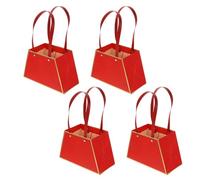 GRADENEVE 4 Paquet Sacs Cadeaux en Papier Rouge à Double Poignées, Haute Résistance et Multifonctionnels, pour Mariages et Décoration la Maison
