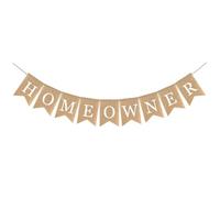 GRADENEVE Bannière en Lin Fanion Queue de Poisson Décoration Maison et Souvenirs 1st Time Homeowner Décorative Lettres et Cœurs Imprimés Guirlande pour Fête de Nouveaux Propriétaires