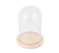 GRADENEVE Cloche de Verre Dôme Socle en Bois 9x15cm pour Artisanat Floral DIY, Couverture Dôme Fleuri Portable Base Antidérapante, Saint-Valentin