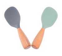 GRADENEVE Cuillère à Riz en Silicone Résistante la Chaleur avec Poignée en Bois, Lot de 2, Spatule Stable et Antiadhésive Cuisine