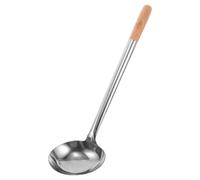 GRADENEVE Cuillère de Service en Acier Inoxydable Manche en Bois Long, Spatule à Wok Polyvalente Cuisine Professionnelle et Cantines, Ustensile Résistant Argenté