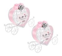 GRADENEVE Lot de 2 Boîtes à Bonbons en Métal Forme Cœur Calèche, Coffret à Offrir Mariage Rose, Boîtes à Dragées Élégantes pour Fête et Emballage Cadeau, Décorations Festives Légères