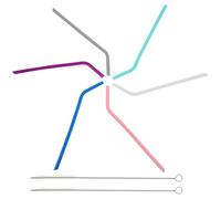 GRADENEVE Set de Pailles en Silicone Réutilisables Matériau Silicone et Alliage D'aluminium Lot de 8 avec Brosse de Nettoyage, Kit Pratique et Lavable pour Cocktails, Jus et Fêtes