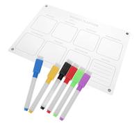 GRADENEVE Tableau Magnétique en Acrylique Six Marqueurs Inclus Surface Effaçable à Sec Écriture Lisse et Transparent pour Planning Hebdomadaire Réfrigérateur