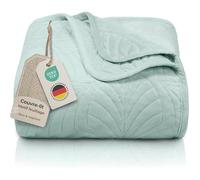 Gräfenstrayn Couvre lit 170x210 cm Dessus de lit matelassé Motif Feuilles boutis déco en Vert Menthe 170x210 cm