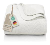 Gräfenstrayn Couvre lit 200x220 cm Dessus de lit matelassé Motif Feuilles boutis déco en Polyester Doux Crème 200x220 cm