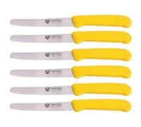 GRÄWE Couteaux de table 6 pièces, set de couteaux à baguette à découper, lot de 6 couteaux à petits pains, couteau à petit déjeuner à lame crantée d'un côté, couteau 21 cm - Jaune