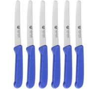 GRÄWE Couteaux de table 6 pièces, set de couteaux à baguette pour couper, pack de 6 couteaux à petits pains, couteau à petit-déjeuner avec lame crantée d'un côté, couteau 21 cm - bleu
