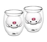 GRÄWE Lot de 2 verres thermiques à double paroi - 200 ml - Motif cochon porte-bonheur