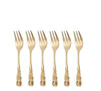 GRÄWE Lot de 6 fourchettes à gâteau en acier inoxydable série décor rose doré