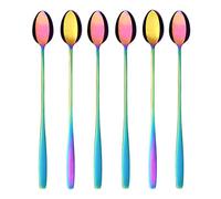 GRÄWE Lot de cuillères à latte Macchiato, colorées, 6 pièces, longues cuillères pour cocktails et desserts, en acier inoxydable, lavables au lave-vaissage, série Königstein