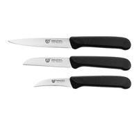 GRÄWE Mallette de couteaux, couteau à légumes, ensemble de couteaux de cuisine 3 pièces, en acier inoxydable, affûté super tranchant, noir