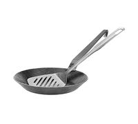 GRÄWE Poêle à frire en fer forgé F400, diamètre : 20 cm, poêle en fer avec spatule, résistante à la chaleur à 400 °C, poêle en fer, anti-rayures, non revêtue, convient pour la cuisson en plein air,