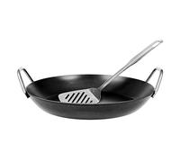 GRÄWE Poêle de service en fer forgé F 400, Ø 32 cm, bord haut, poêle en fer avec poignées, résistante à la chaleur à 400 °C, poêle en fer, poêle à frire anti-rayures non revêtue, adaptée à