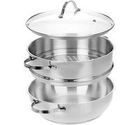 GRÄWE Pro-Line Cuiseur vapeur - 28 cm - Compatible avec induction - En acier inoxydable - Avec 1 insert vapeur - Couvercle en verre - Cuiseur vapeur pour cuire à la vapeur - Cuiseur à légumes - Passe