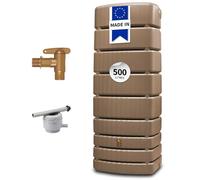 4rain Kit Cuve Murale SLIM 500 L taupe avec Robinet PE Imitation laiton, Collecteur Filtrant Eco gris