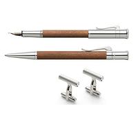 Graf von Faber-Castell - Coffret d'instruments d'écriture 4 pièces | Set Classic Pernambuk avec stylo plume, stylo à bille, boutons de manchette et coffret en bois raffiné
