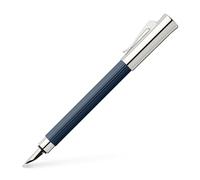 Graf von Faber-Castell - Stylo plume Tamitio Bleu nuit M | Plume en acier inoxydable rhodiée, corps métallique cannelé et coffret cadeau