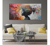 Graffiti Peinture Mur Art Banksy Fille Visage Coloré Affiche pour Salon Chambre Moderne Contemporain Murale 60x120cm sans cadre