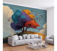 Graffiti Street Art Papier Peint Panoramique 450L x 315H cm, Fantastique Musique Note Musique Botanique Fresque Murale Papier Peint - Murale Poster Tableaux pour Salon Chambre à Coucher Salle de Jeu