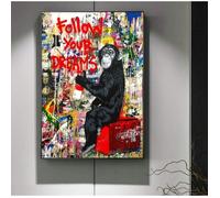 Graffiti Street Art Peintures Sur Toile,Moderne Pop Art Graffiti Fond Impressions Affiches Mur Art Décor Dessin, Sans Cadre,60×80cm