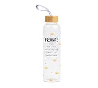 Grafik-Werkstatt Gourde en verre avec inscription amusante | avec dragonne | 550 ml | amis