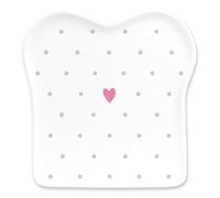 Grafik-Werkstatt Schreibkram Manufaktur Assiette à toast en porcelaine en | Assiette à petit-déjeuner en forme de toast, 15 x 15,5 cm, passe au lave-vaisselle et au micro-ondes, 19 citations au choix