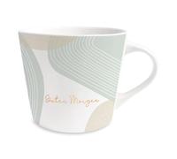 Grafik-Werkstatt Tasse à café 100% or véritable | Tasse en porcelaine | 420 ml | Bonjour | Blanc/noir