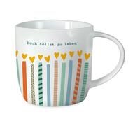 Grafik-Werkstatt Tasse à café avec inscription en allemand « Hoch sollst du leben » en porcelaine, 300 ml