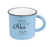 Grafik-Werkstatt Tasse à café vintage en céramique - 400 ml - Motif maritime - Avec inscription « Nimm dir Zeit für mer »