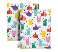 Grafoplás 16512643 Cahier A5 Couverture rigide, carré 5 x 5, Spirale, 5 bandes Color, Collection Hands de Elena Corredoira, certifié FSC