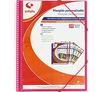 Grafoplás 39842054 Maxi dossier personnalisable avec spirale, 20 pochettes transparentes, fuchsia rose, 30,8 x 24 x 14 cm
