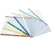 Grafoplás 5501030 Boîte de 100 pochettes transparentes multi-perçage, A4, bleu, 11 perforations, polypropylène extra verre, pour classeur anneaux