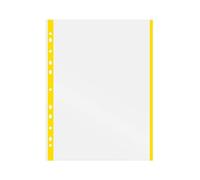 Grafoplás 5501060 Boîte de 100 pochettes transparentes multi-perçage, A4, jaune, 11 perforations, polypropylène extra verre, pour classeur anneaux