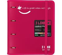 Grafoplás 88101854 Classeur à 4 anneaux avec recharge, A4, fuchsia, polypropylène semi-rigide, avec séparateurs, dossier Like