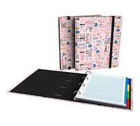 Grafoplás 88102625. Classeur à 4 anneaux, A4, recharge, feuilles quadrillées, 5 x 5, intercalaires, enveloppes transparentes, dos courbé, classeur, collection Epluche, Paris
