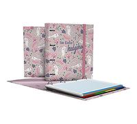 Grafoplás 88102636. Classeur A4 avec anneaux prédécoupés, recharge feuilles quadrillées 5 x 5, intercalaires, enveloppe transparente, dos courbé, cartebook, collection Elena Corredoira, Hedgehog