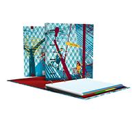 Grafoplás 88102649 Classeur A4 anneaux découpés, recharge feuilles carrés 5 x 5, séparateurs, enveloppe transparente, dos courbe, dossier, collection Diverse, Follow Me